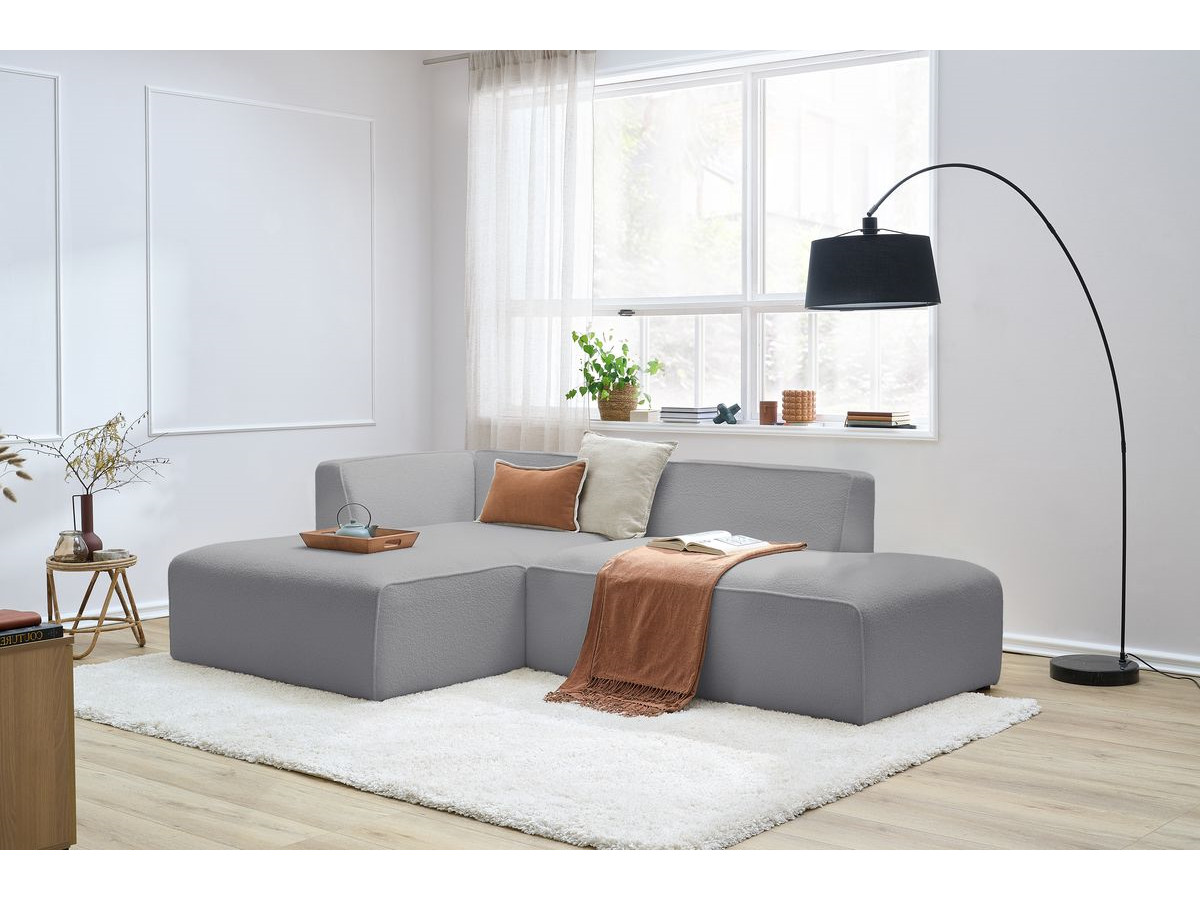 Bobochic Megeve Ecksofa Bouclé-Stoff Hellgrau Ecke links