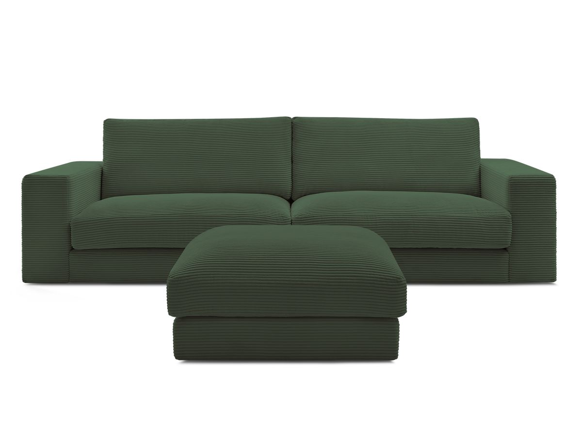 Bobochic Leonard Sofa 4-Sitzer mit Pouf 274 × 109 cm Cordsamt Dunkelgrün