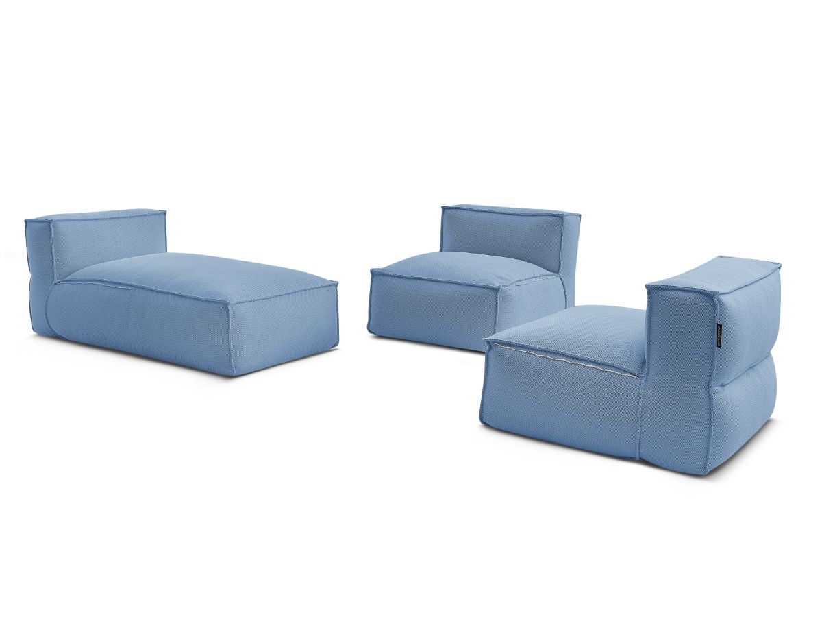 Bobochic Biarritz Gartensofa 3-Sitzer Melange-Stoff Blau