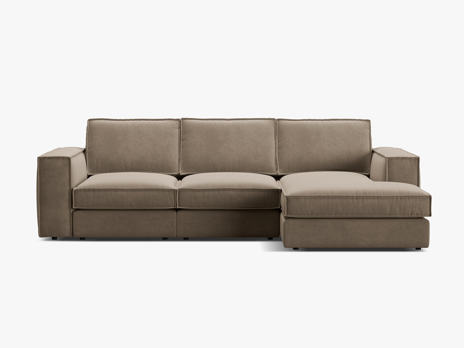 Micadoni modulares Ecksofa Pola 3-Sitzer Rechts Samt Salvador Grau Braun