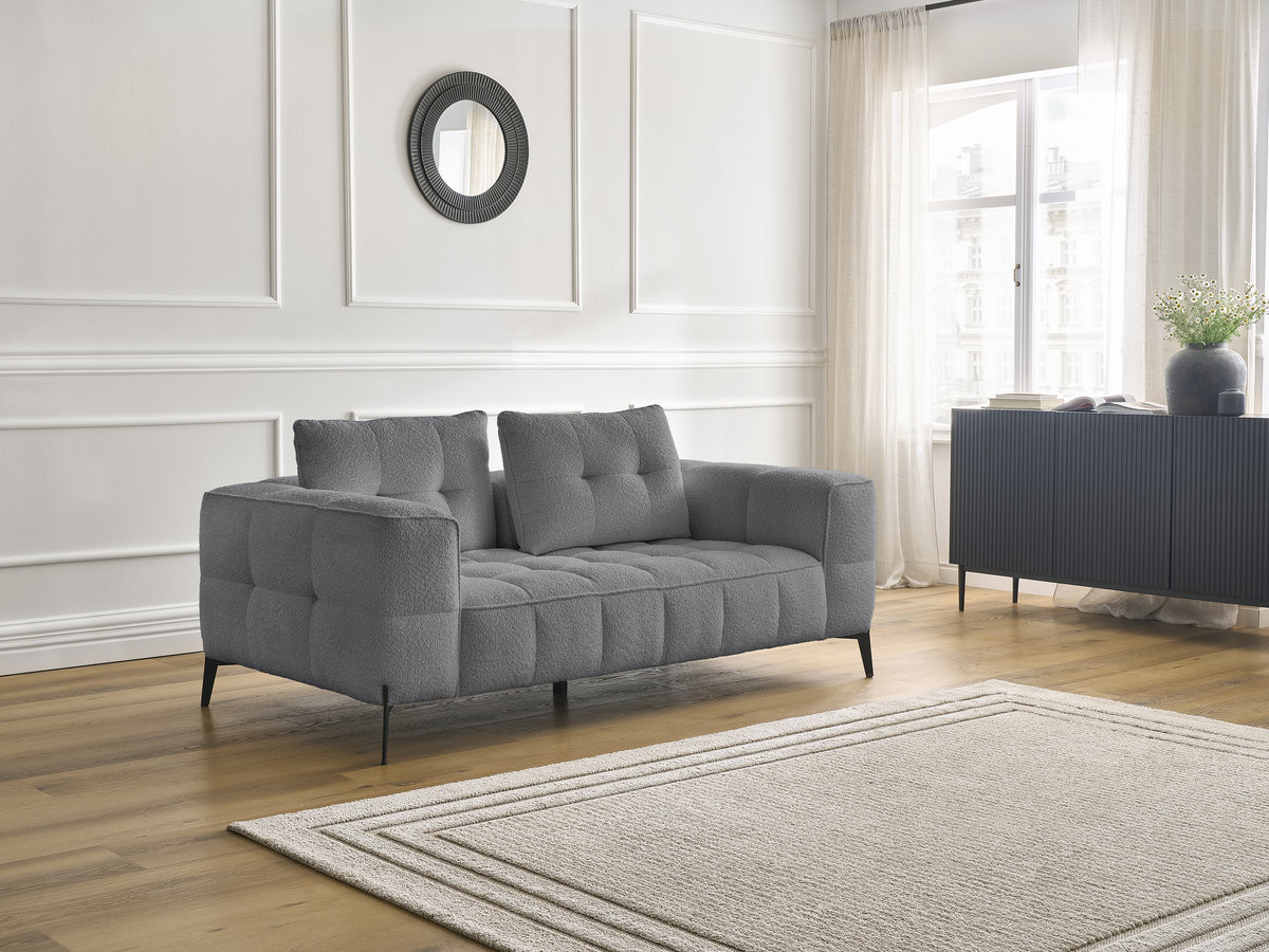 Bobochic Anis Sofa 2-Sitzer Bouclé-Stoff Dunkelgrau