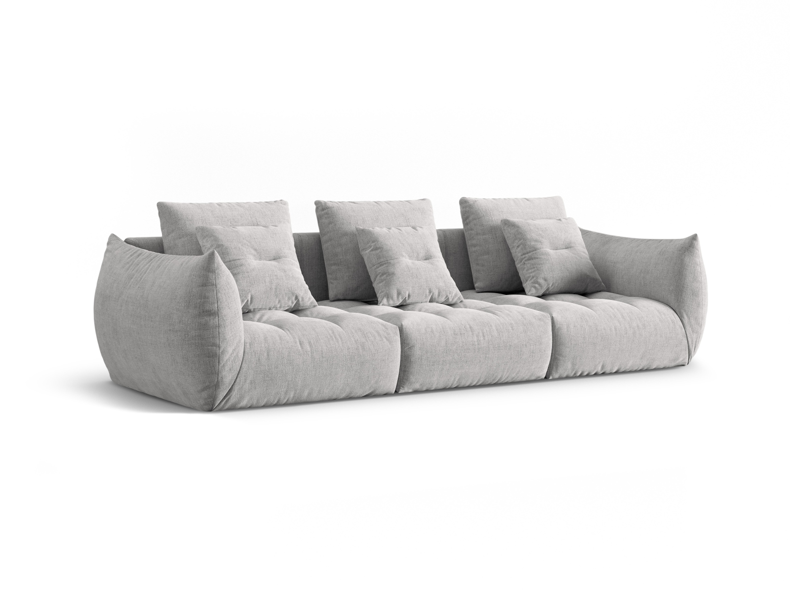 Micadoni Sofa Bloom 4-Sitzer Strukturierter Stoff Silber