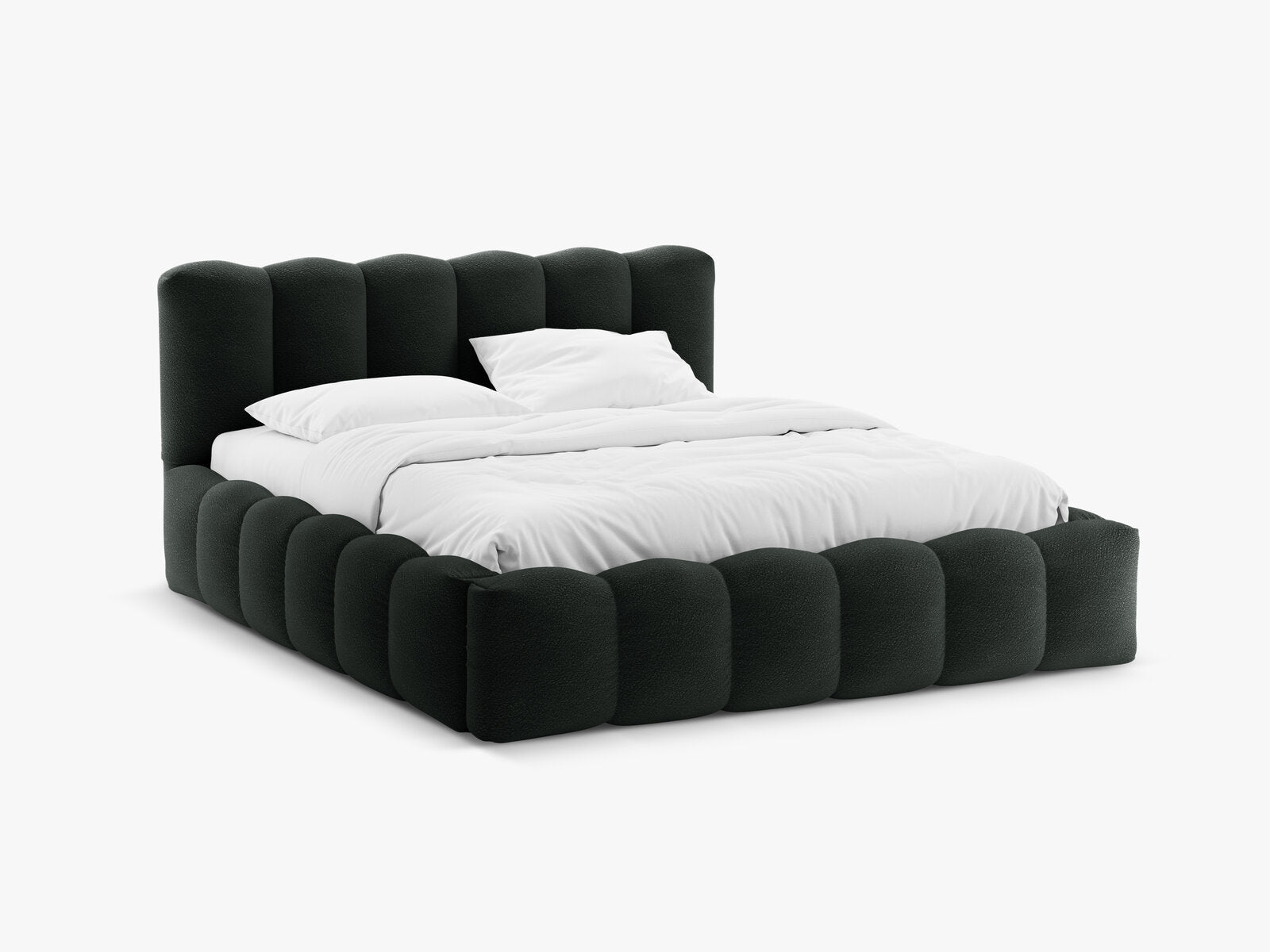 Micadoni Stauraumbett mit Kopfteil Lupine Boucle Baloo Schwarz