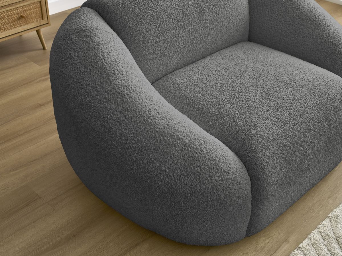 Bobochic Tina Sessel Bouclé-Stoff Dunkelgrau