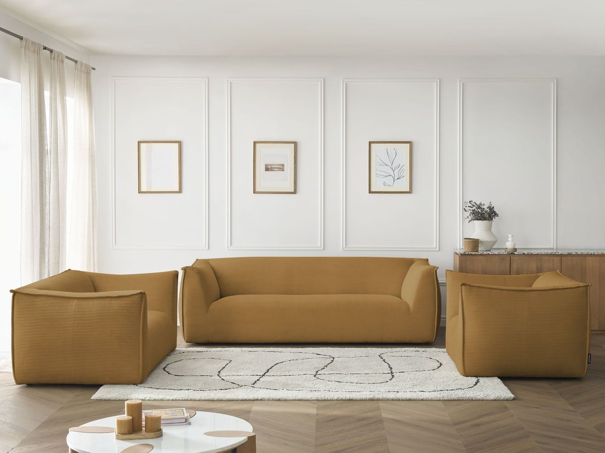 Bobochic Giorgia Sofa 5-Sitzer 534 × 100 cm Cordsamt Gelb