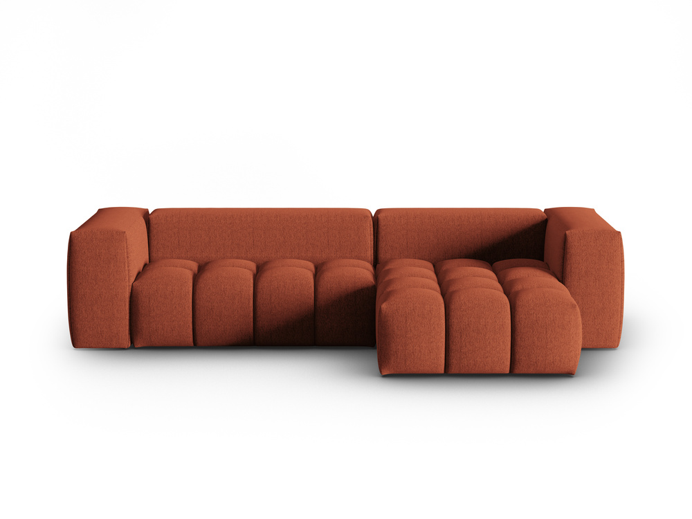 Cosmopolitan Design Ecksofa Verona 3-Sitzer Strukturierter Stoff Sorella Koralle Rechts