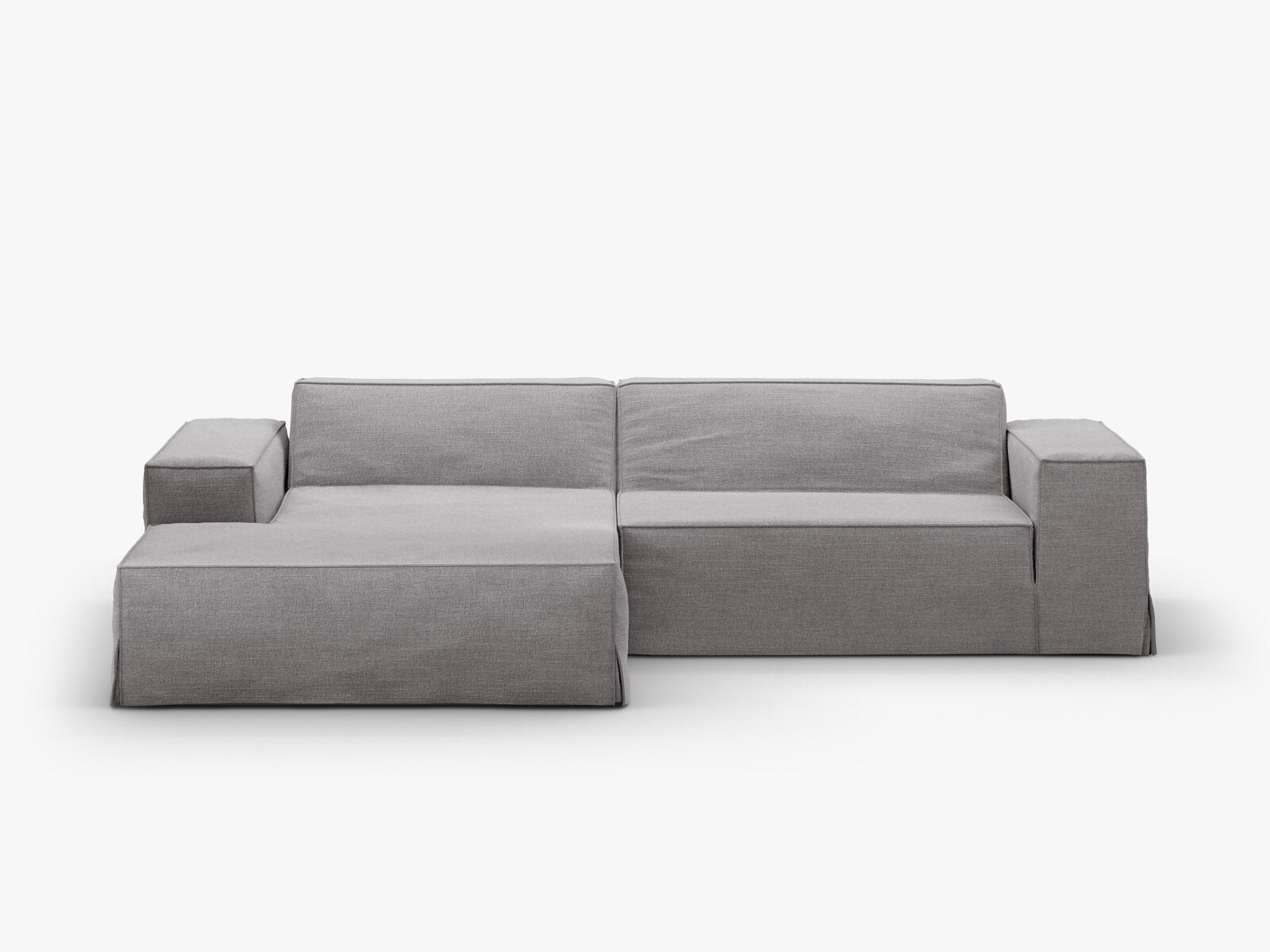 Micadoni Ersatzbezug Ecksofa Jodie 3-Sitzer Strukturierter Stoff Lins Warmes Grau Links