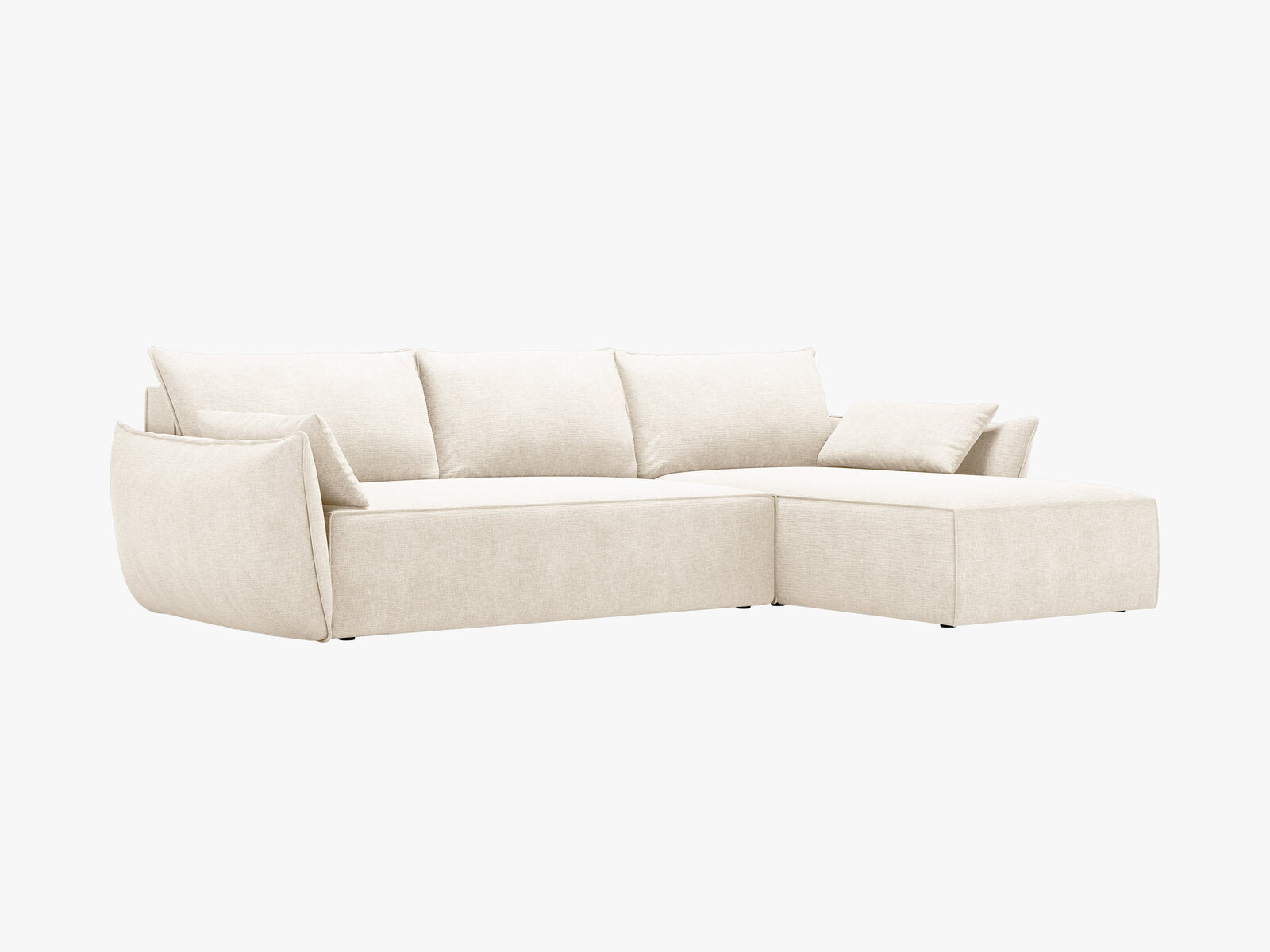 Micadoni Kaelle Ecksofa 4-Sitzer mit Schlaffunktion Links Chenille Over The Horizon Helles Beige