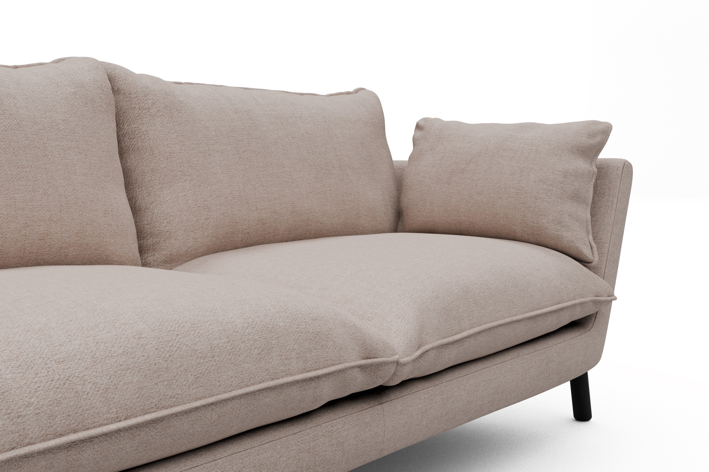 Sofa Emil PREMIUM 2-Sitzer Beinfarbe Eiche Schwarz Weda-Sand