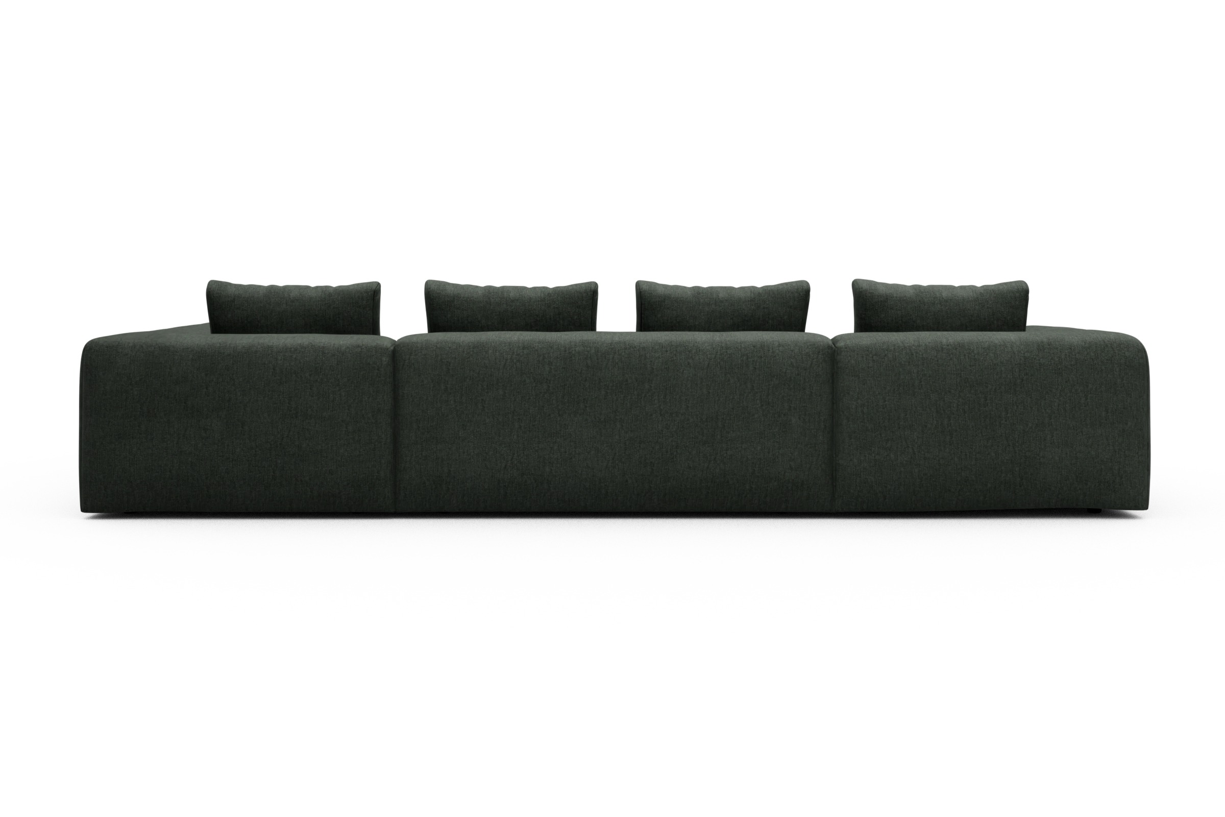 Wohnlandschaft Fred Relax-Ecke rechts mit 2-Sitzer und Chaiselongue links Aivi-Pine-Green
