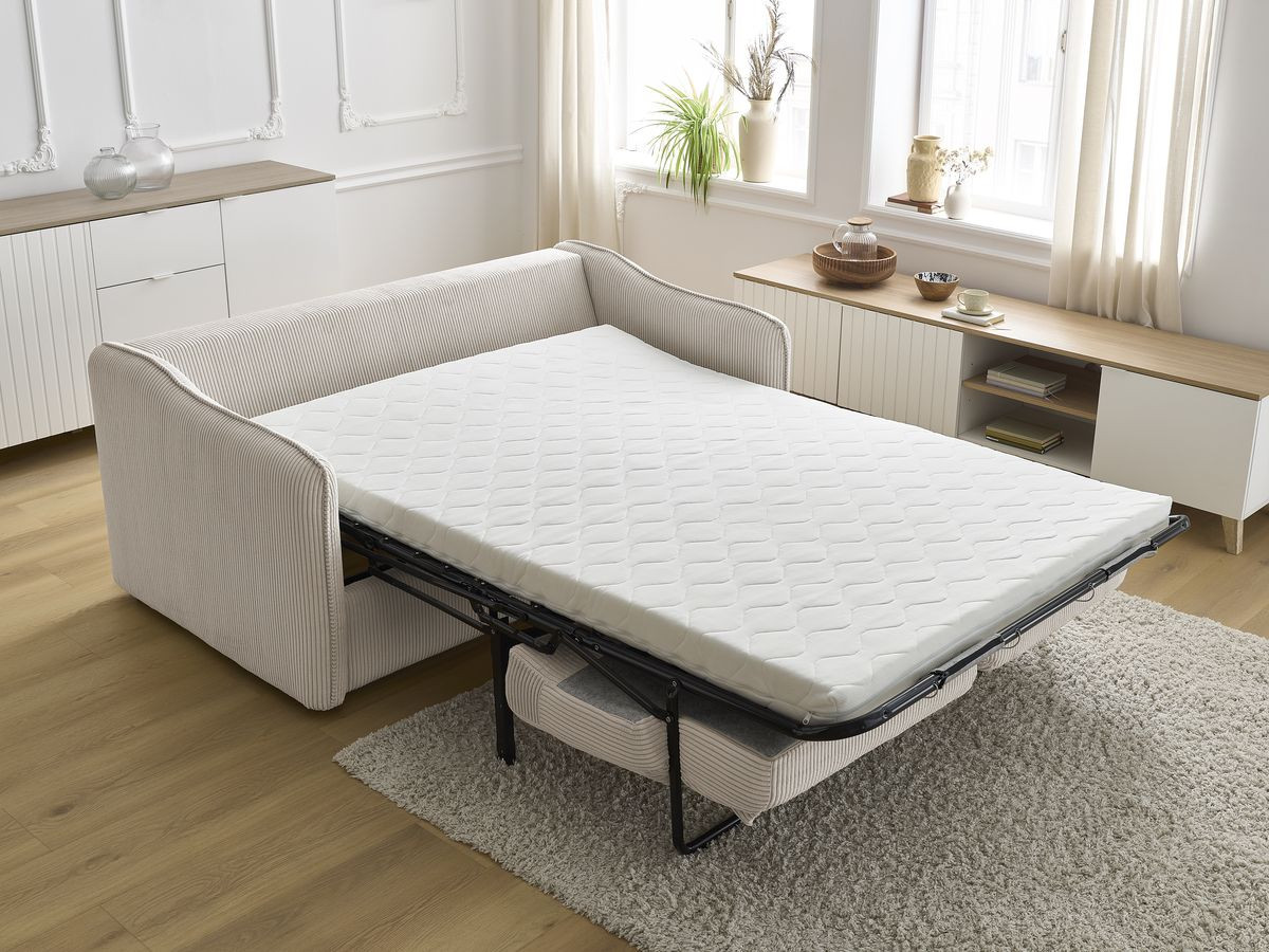 Bobochic Lenny Schlafsofa 3-Sitzer Cordsamt Beige