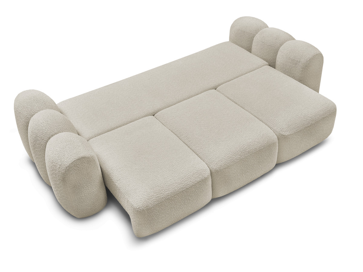 Bobochic Montaigne Schlafsofa 3-Sitzer mit Bettkasten Bouclé-Stoff Beige
