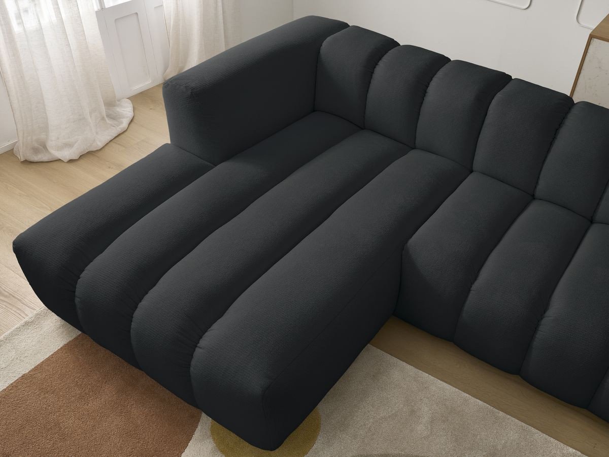 Bobochic Talia Ecksofa Melange-Stoff Schwarz Ecke links