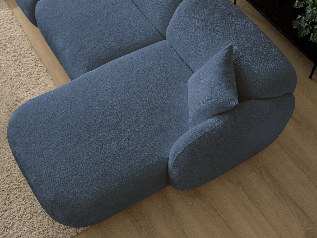 Bobochic Anda Ecksofa mit Pouf 241 × 163 cm Chenille Dunkelblau Ecke rechts