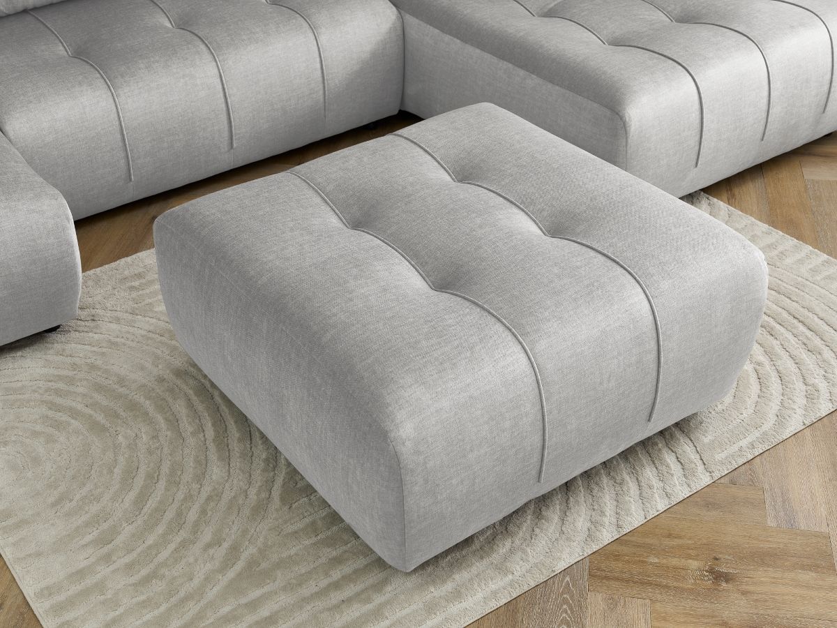 Bobochic Arsene Wohnlandschaft mit Pouf Samt Hellgrau Ecke links