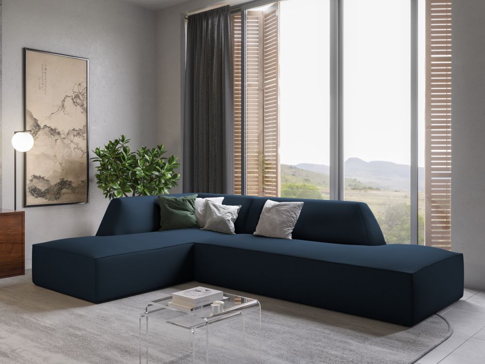 Cosmopolitan Design Ecksofa Siena 4-Sitzer offen Strukturierter Stoff Ottawa Marineblau Links