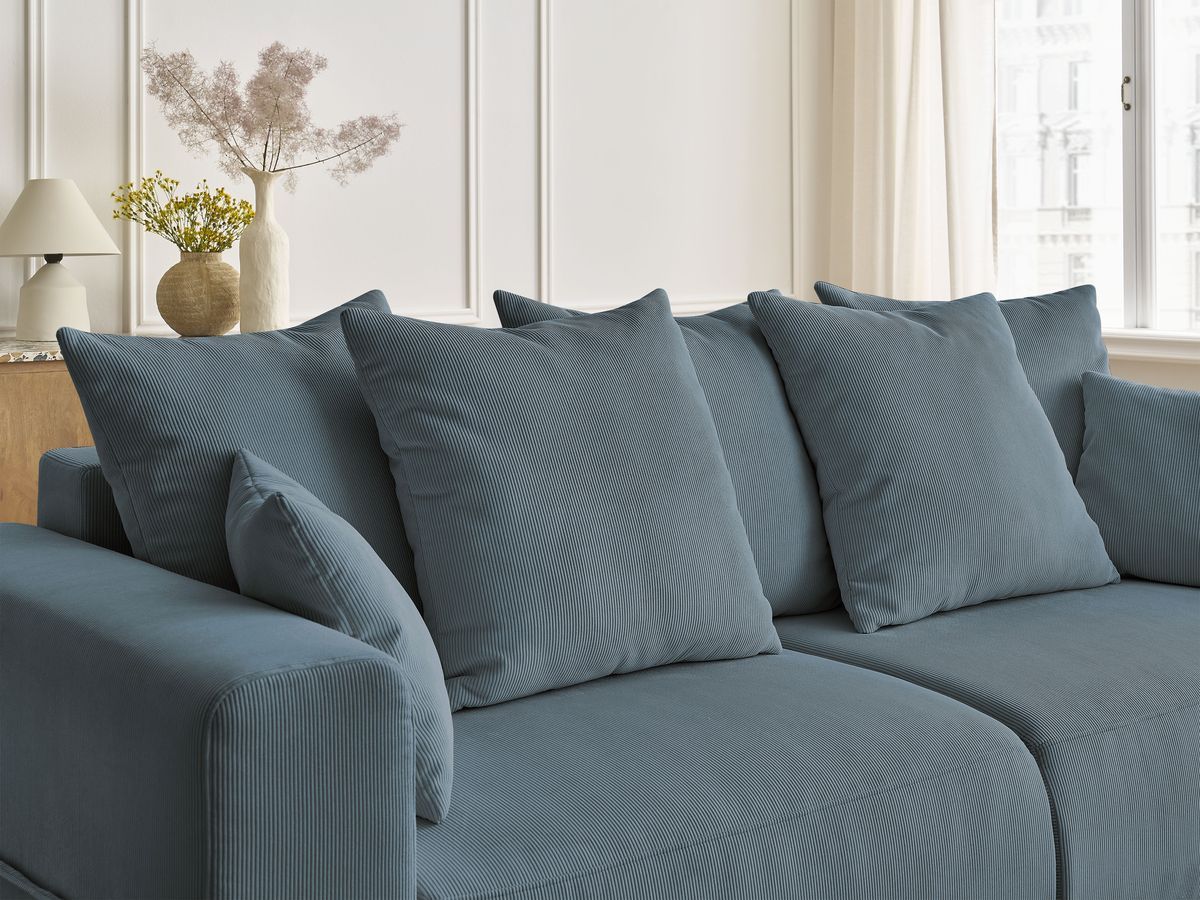 Bobochic Sidonie Schlafsofa 3-Sitzer mit Bettkasten Cordsamt Dunkelblau