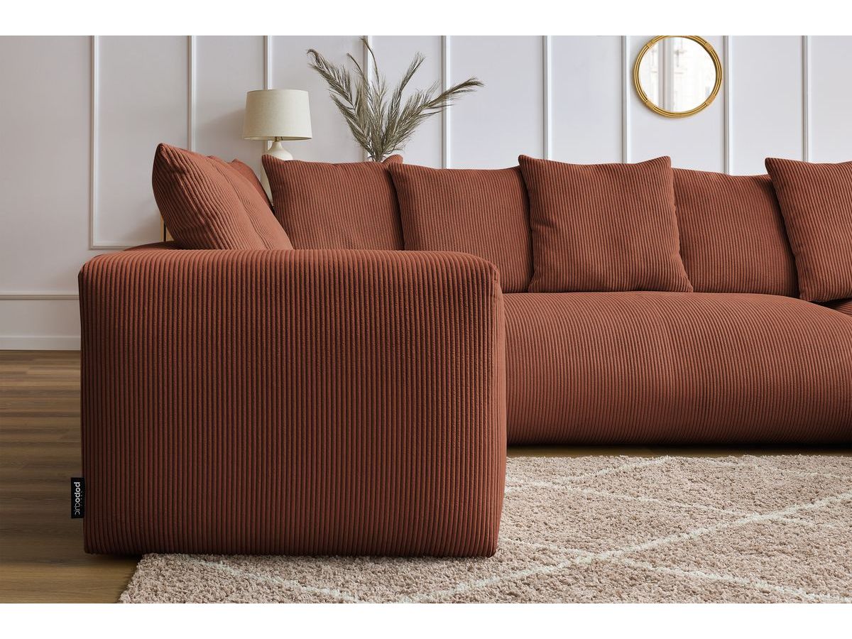 Bobochic Voltaire Wohnlandschaft mit Pouf 356 × 214 cm Cordsamt Orange Ecke rechts