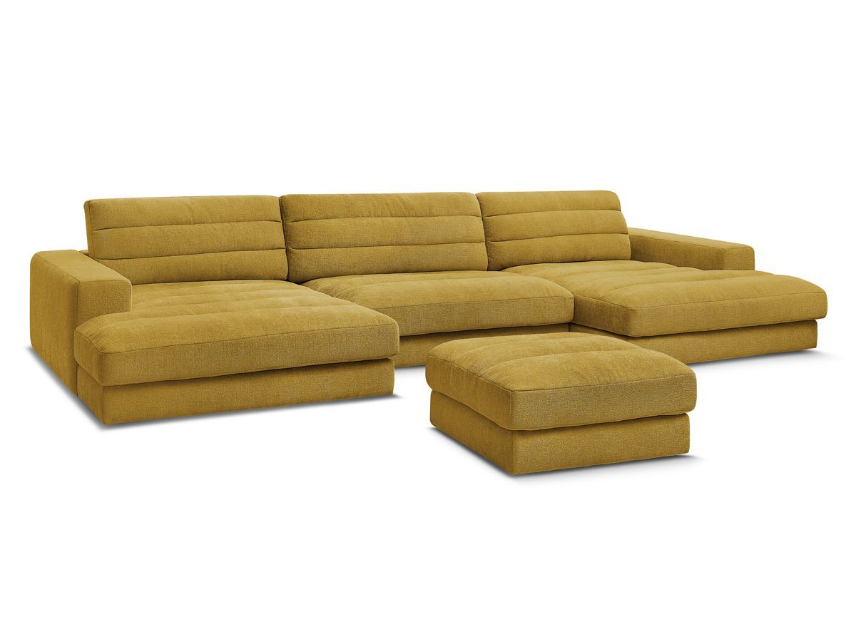 Bobochic Sierra Wohnlandschaft mit Pouf Strukturstoff Gelb