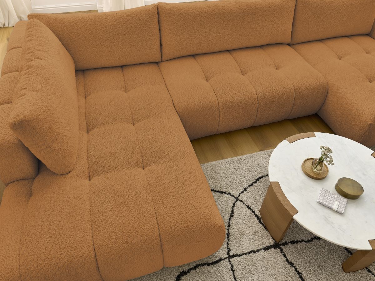 Bobochic Fuji Wohnlandschaft Bouclé-Stoff Gelb Ecke rechts