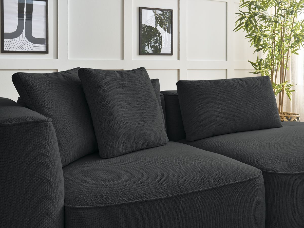 Bobochic Leopold Sofa 3-Sitzer Melange-Stoff Schwarz Armlehne links