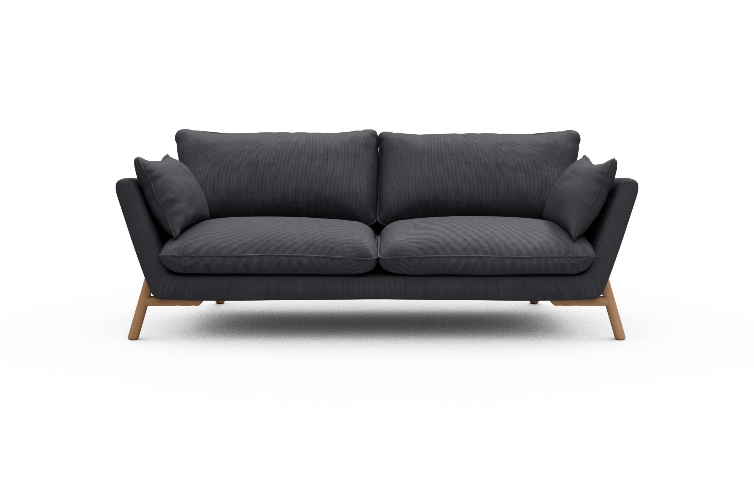 Skandi Home Sofa Emil 3-Sitzer Beinfarbe Eiche Natur Cordufine-Slate-Grey moebelfaktor