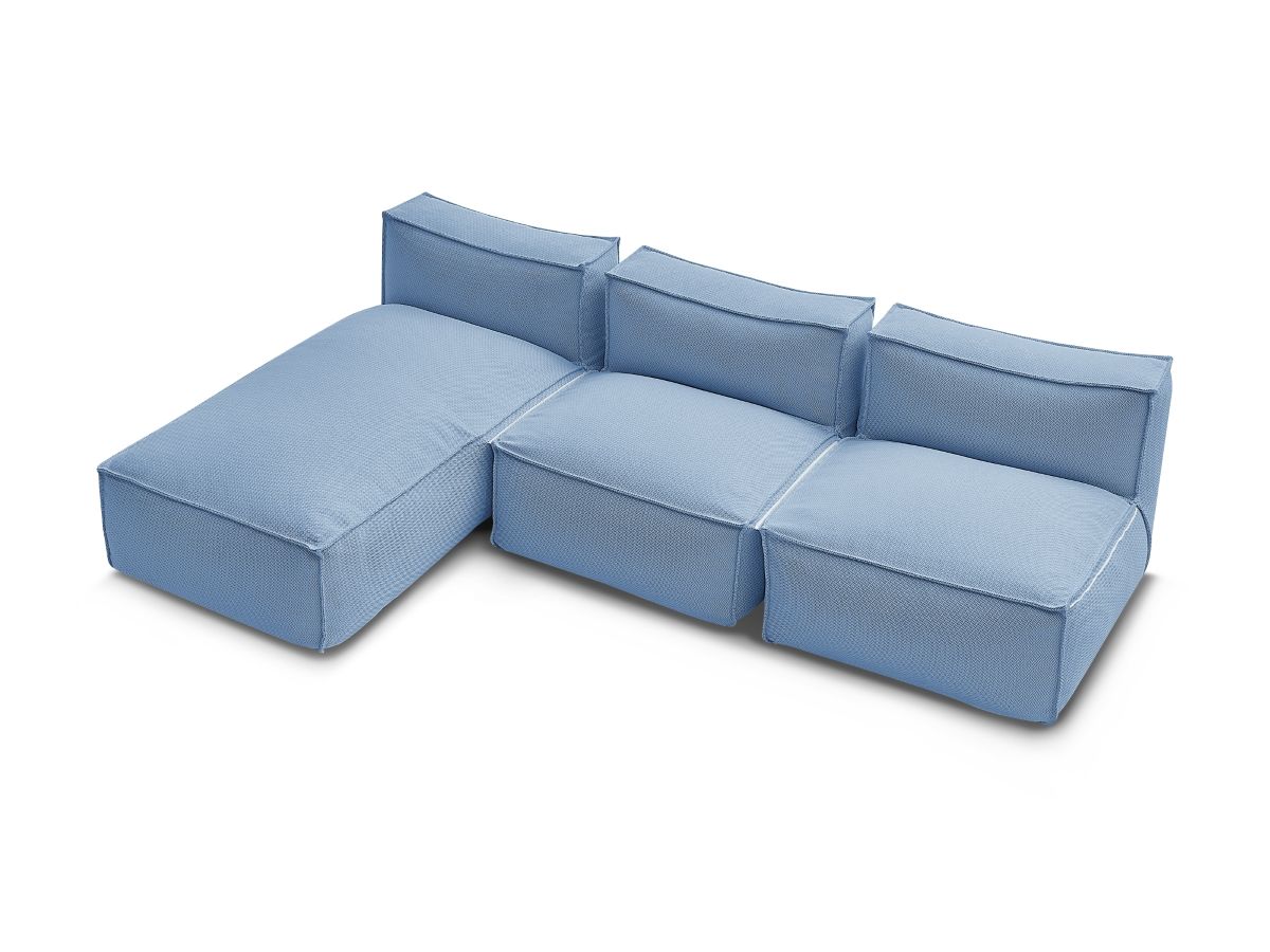 Bobochic Biarritz Gartensofa 3-Sitzer Melange-Stoff Blau