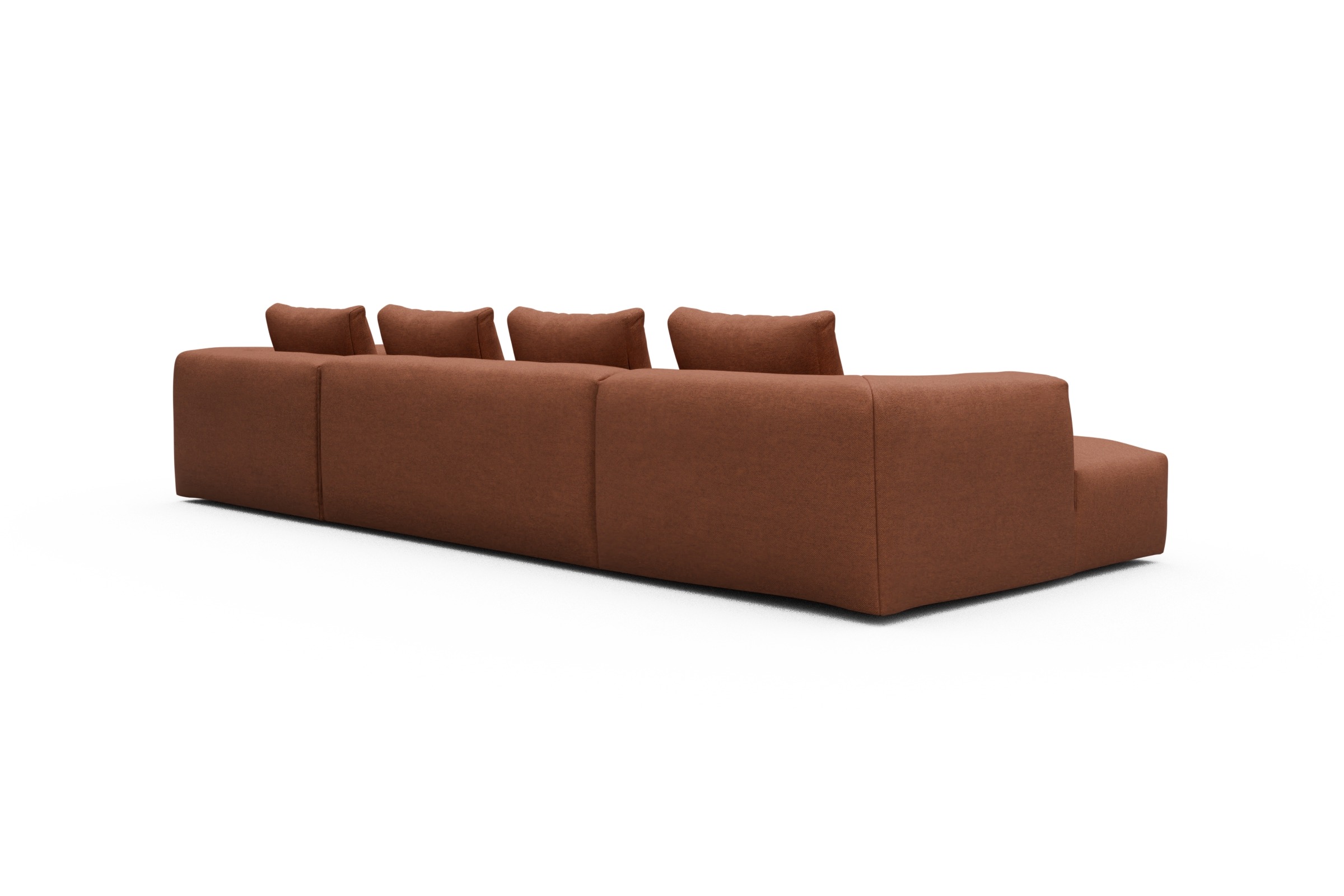 Wohnlandschaft Fred Relax-Ecke rechts mit 2-Sitzer und Chaiselongue links Weda-Rust
