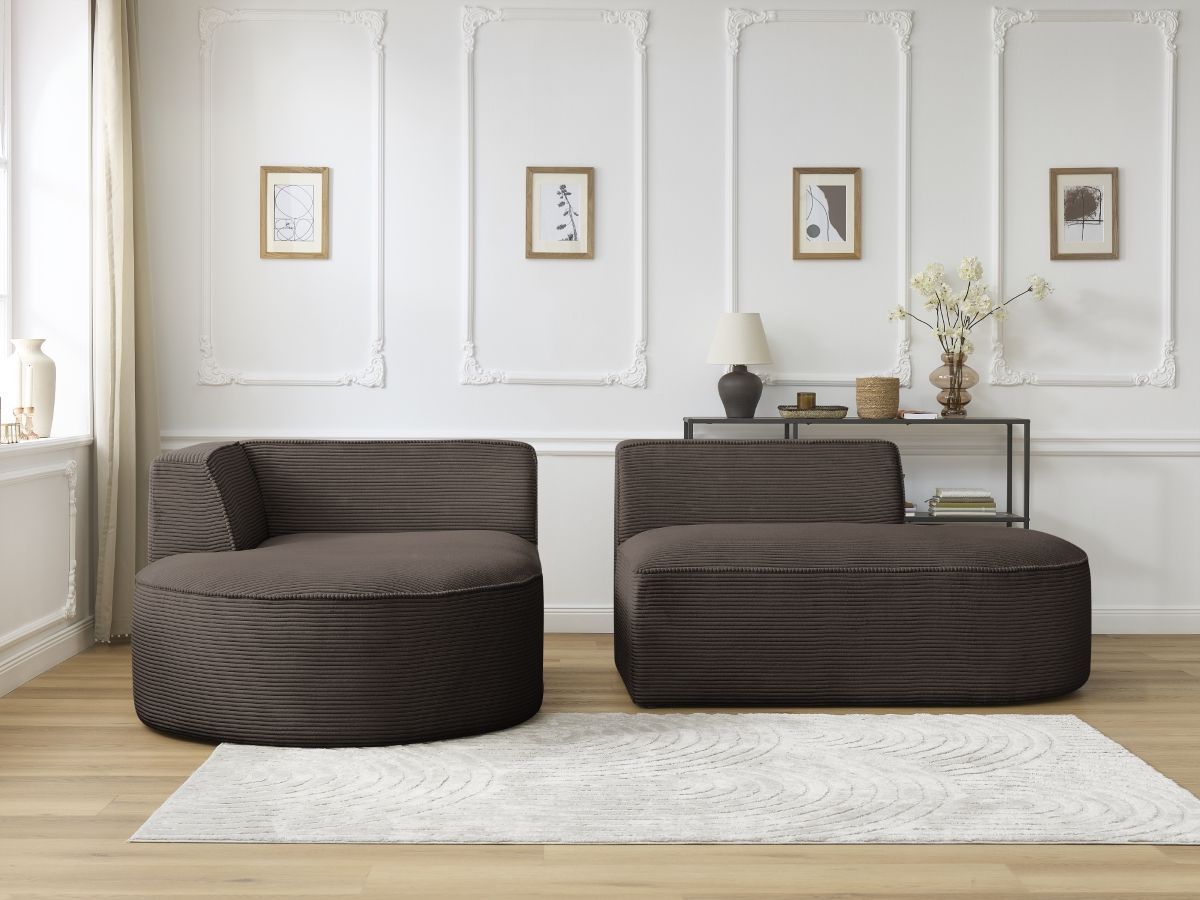 Bobochic Rousseau Ecksofa Cordsamt Braun Ecke links