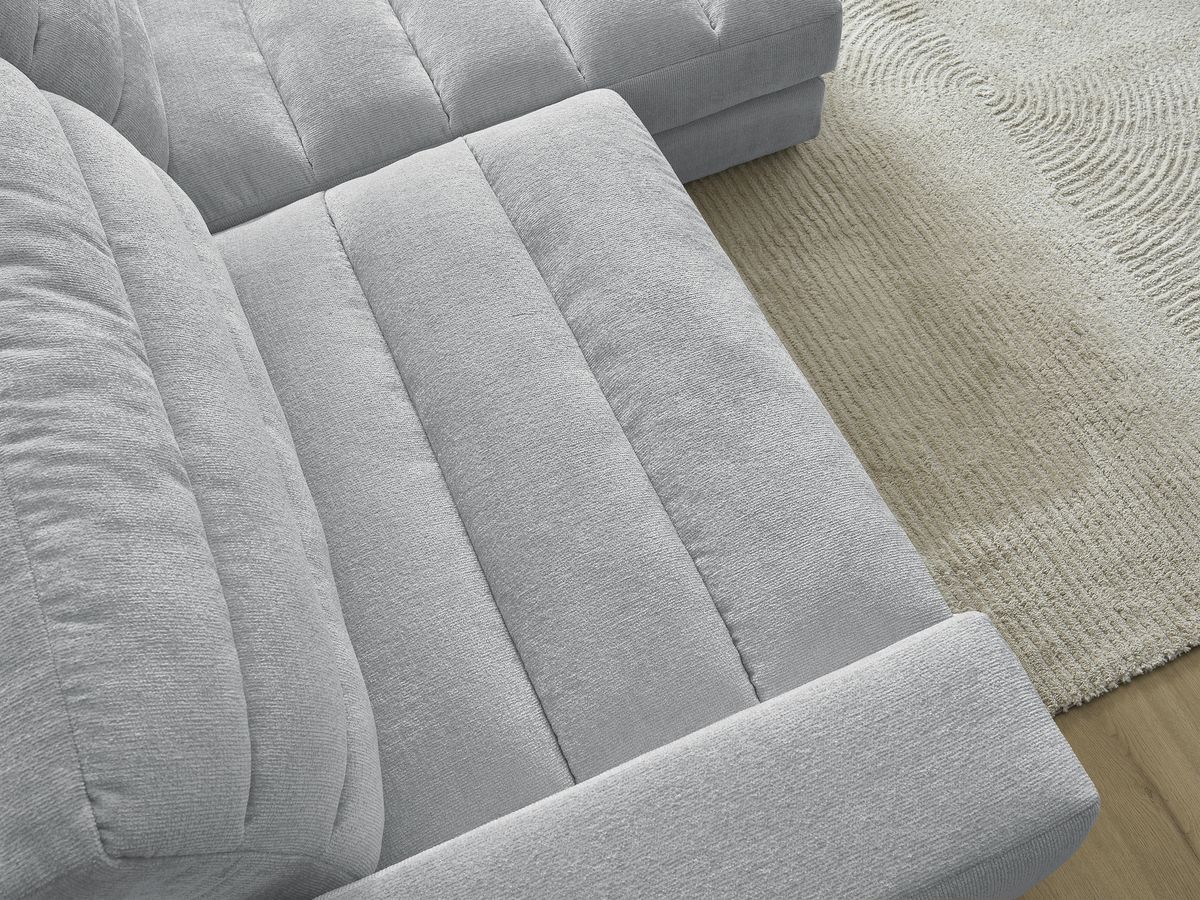 Bobochic Sierra Ecksofa Strukturstoff Hellgrau Ecke rechts