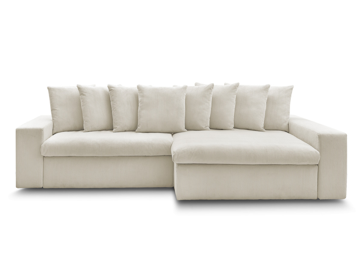 Bobochic Enore Ecksofa 330 × 157 cm Cordsamt Beige Ecke rechts