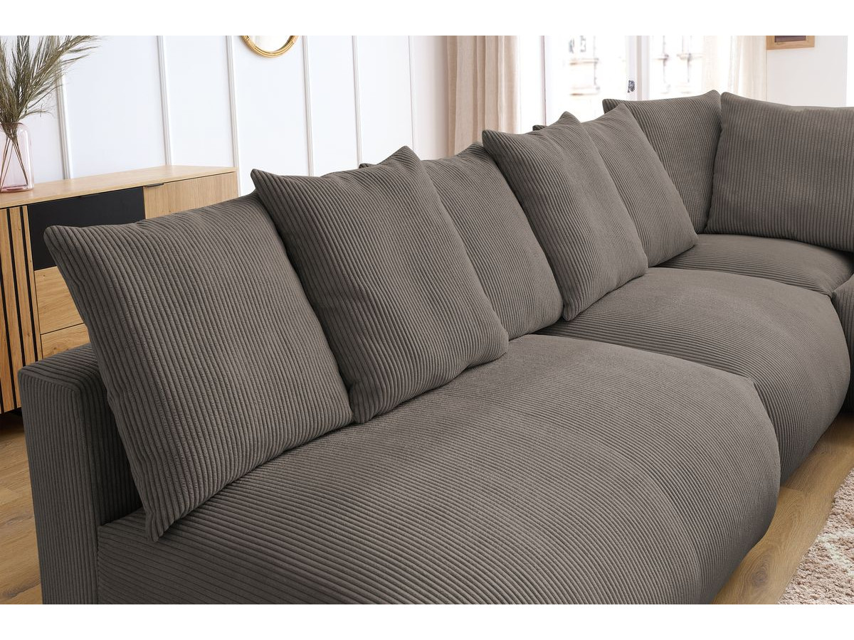 Bobochic Voltaire Ecksofa 322 × 268 cm Cordsamt Taupe Ecke rechts