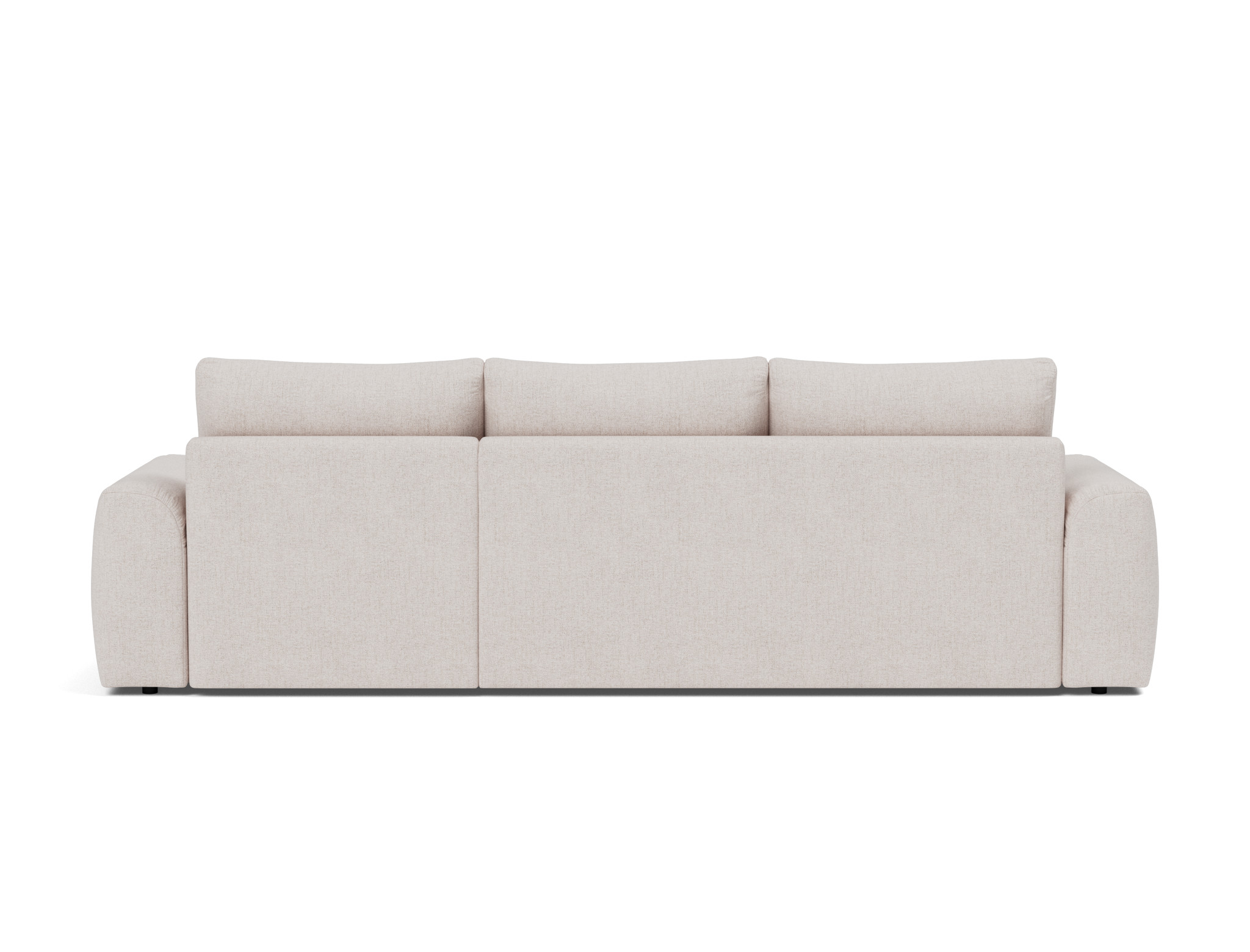 Schlafsofa Norum mit Chaiselongue und Chunky-Armlehnen Strukturierter Stoff Weda 300-Weda-Sand
