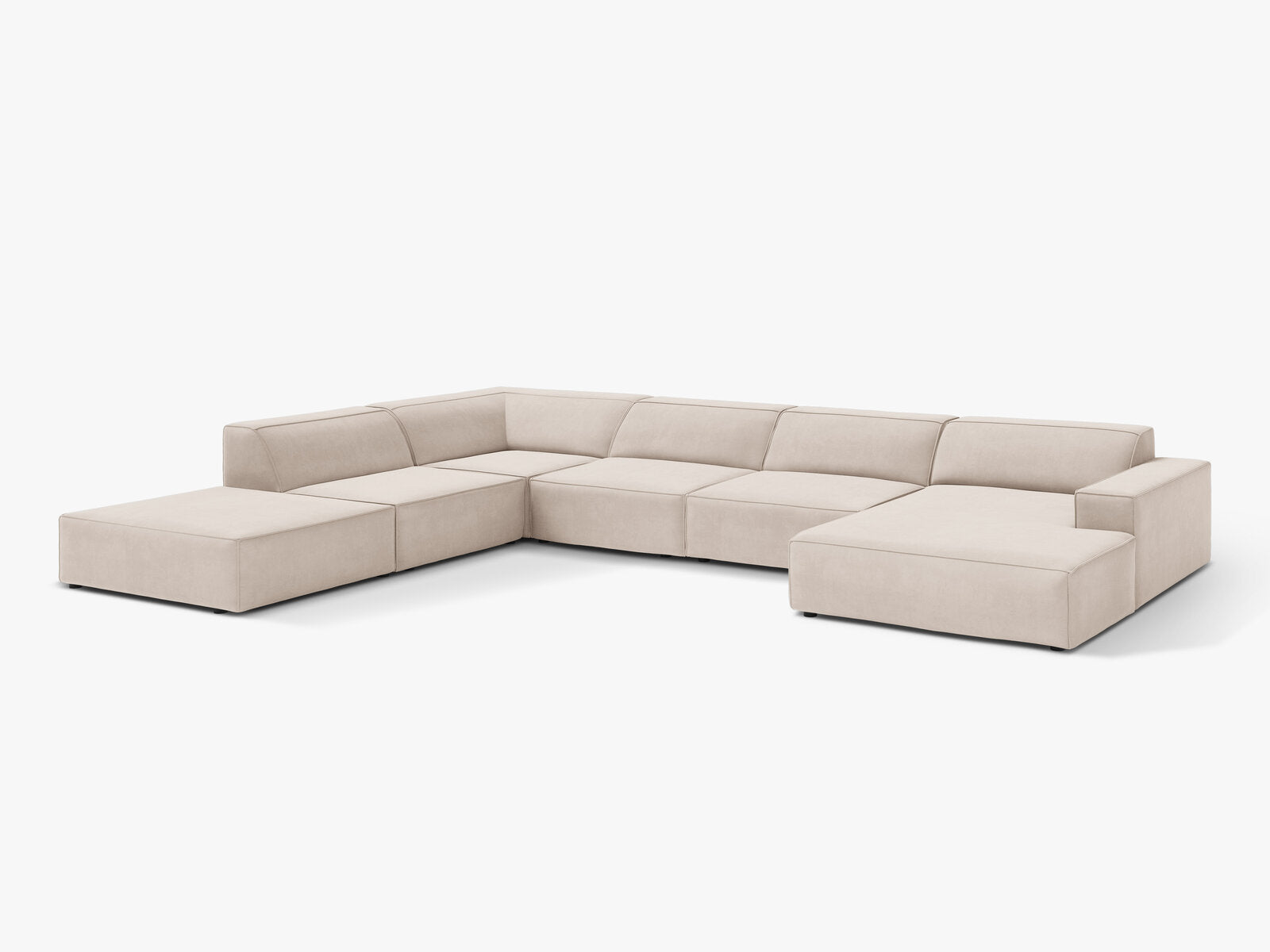 Micadoni Panorama-Ecksofa Jodie 7-Sitzer Samt Venus Helles Beige Links