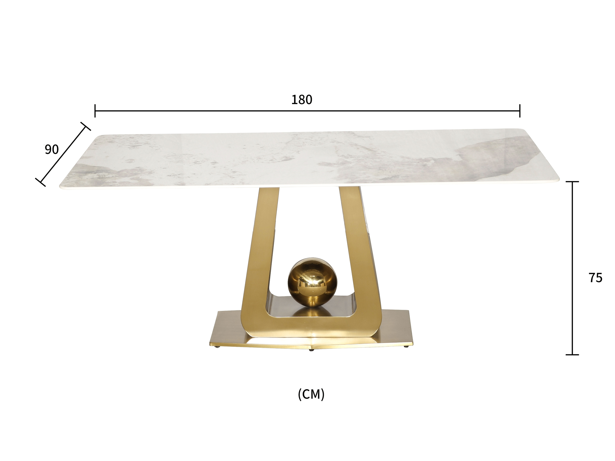 Livin Hill Esstisch 180cm Modig Goldene Beine, weiße Tischplatte M57