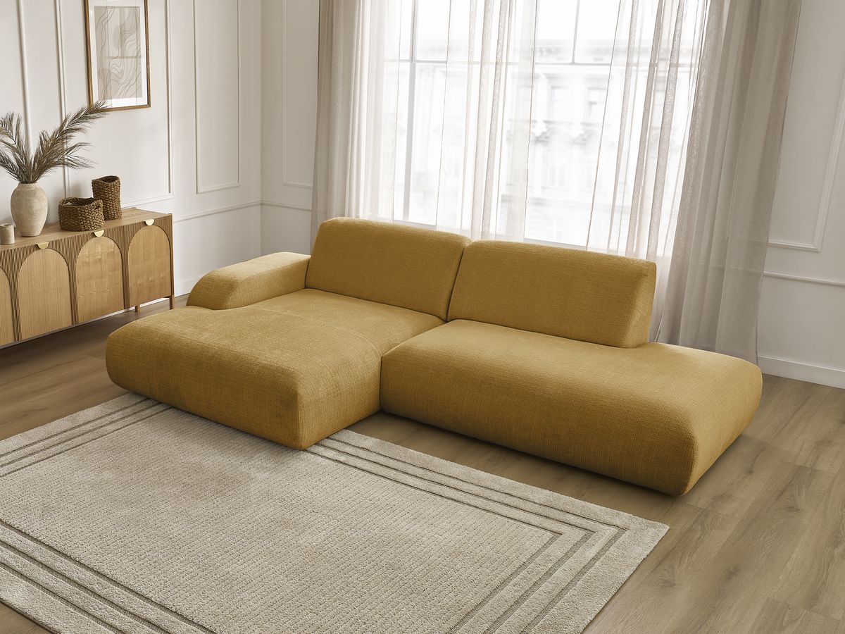 Bobochic Sirius Ecksofa 300 × 170 cm Strukturstoff Gelb Ecke links