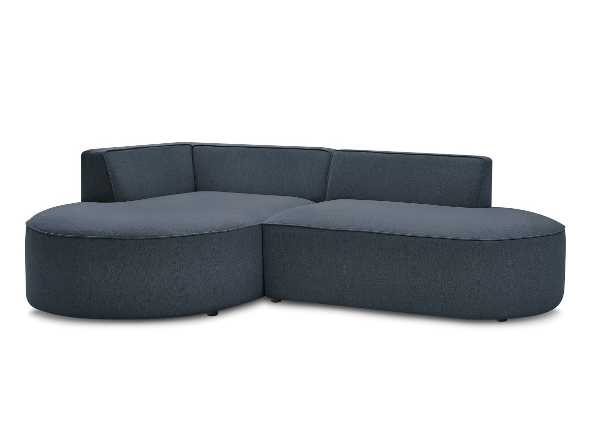 Bobochic Rousseau Ecksofa Melange-Stoff Dunkelblau Ecke links