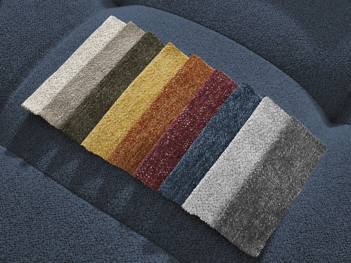 Bobochic Roxelane Ecksofa mit Schlaffunktion und Bettkasten 258 × 150 cm Melange-Stoff Dunkelblau Ecke rechts