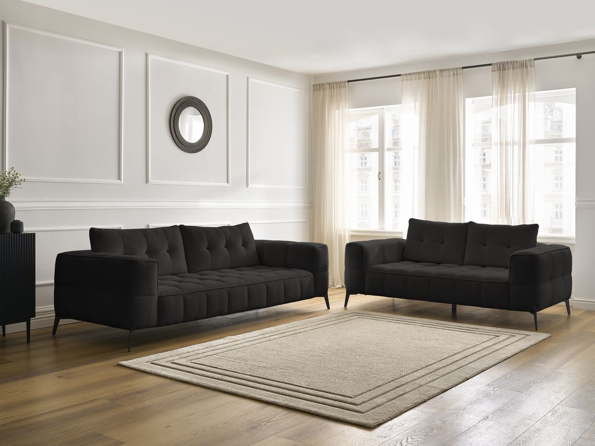 Bobochic Anis Sofa-Set 3- und 2-Sitzer Strukturstoff Schwarz