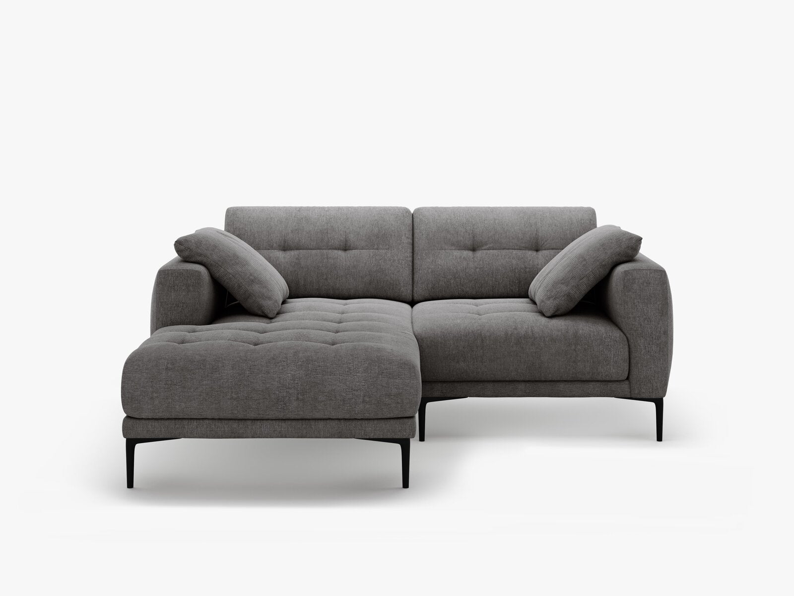 Micadoni Ecksofa Bemy 2-Sitzer Links Strukturierter Stoff Grau