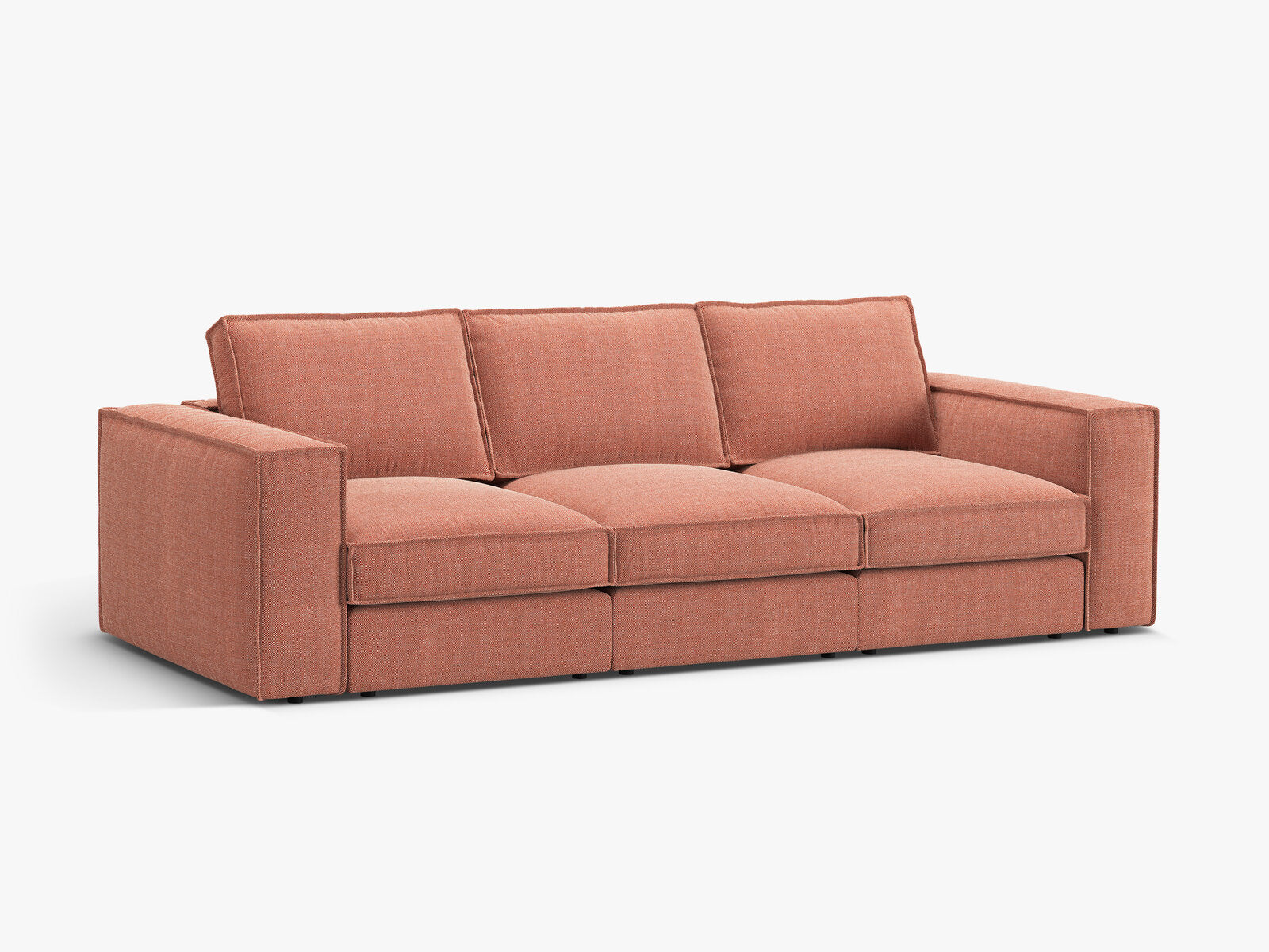 Micadoni modulares Sofa Pola 4-Sitzer Strukturierter Stoff Babel Rot