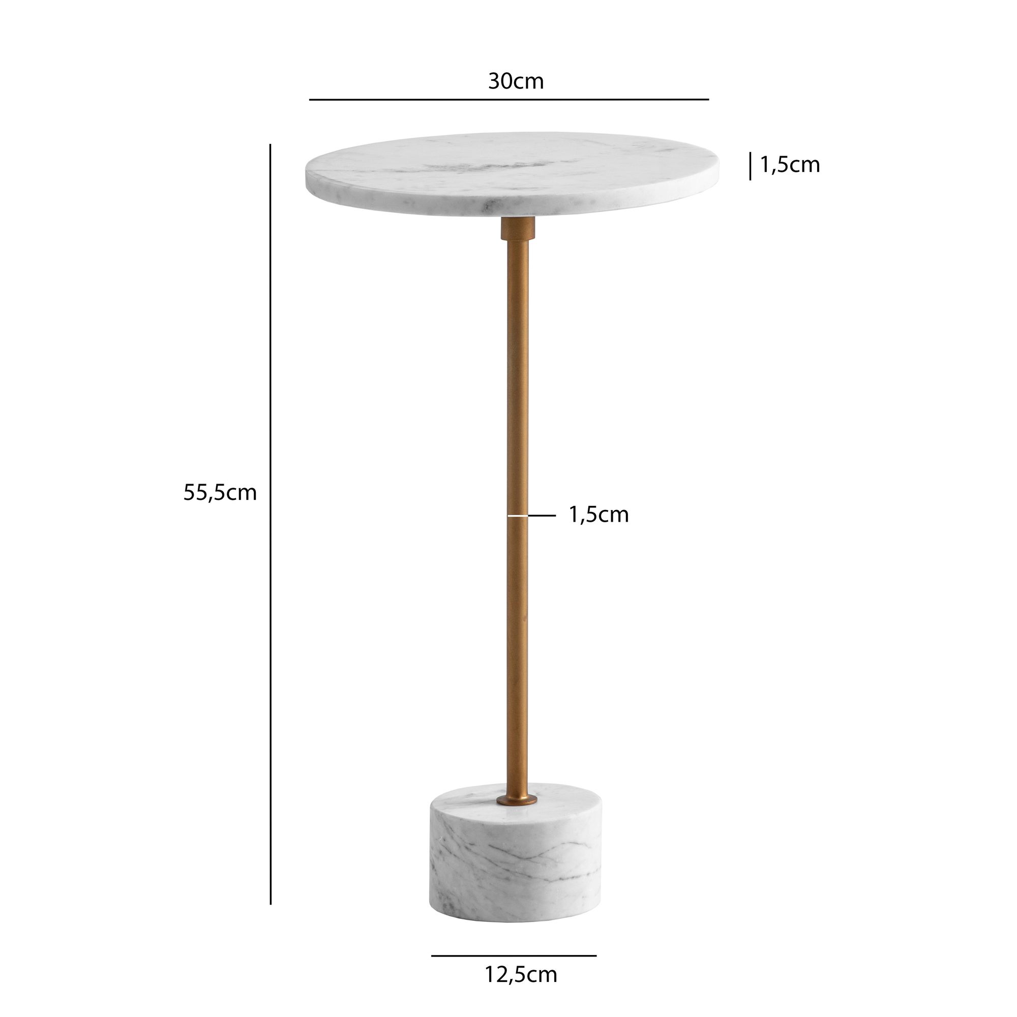 Beistelltisch Ullensvang Marmor Weiß Ø 30 × H 55,5 cm