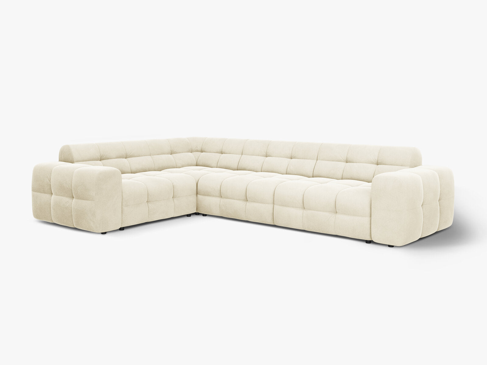 Micadoni Ecksofa Kendal 6-Sitzer Links Samt Elfenbein