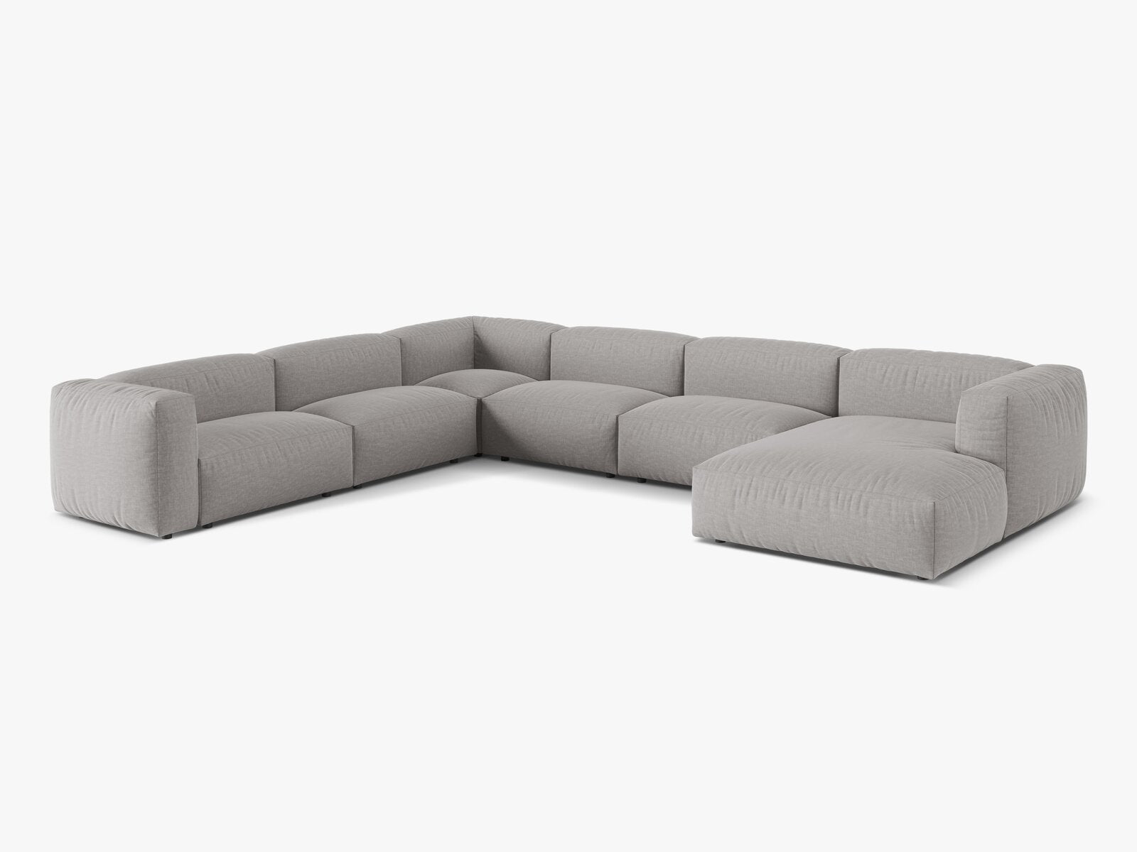 Micadoni modulares Ecksofa XL Martina 6-Sitzer Links Strukturierter Stoff Boston Hellgrau