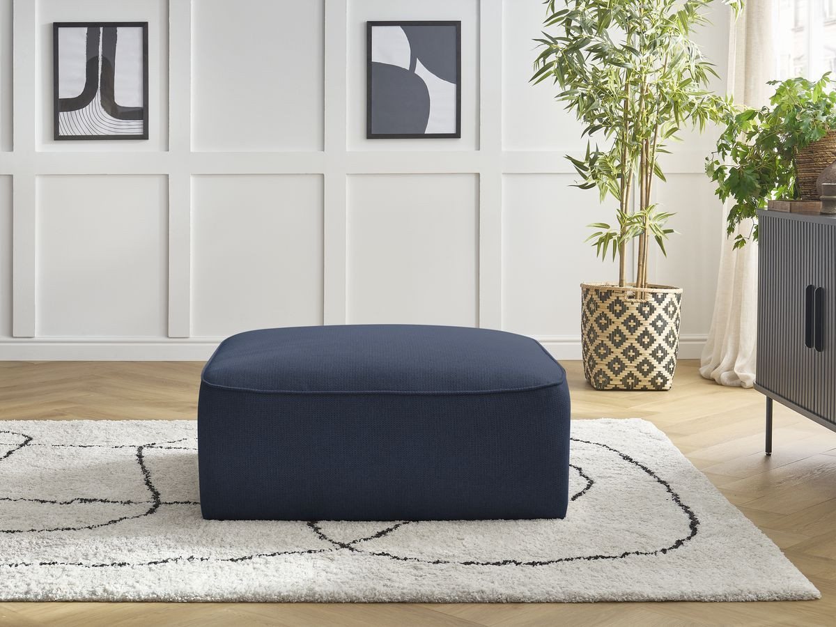 Bobochic Leopold Pouf Melange-Stoff Dunkelblau