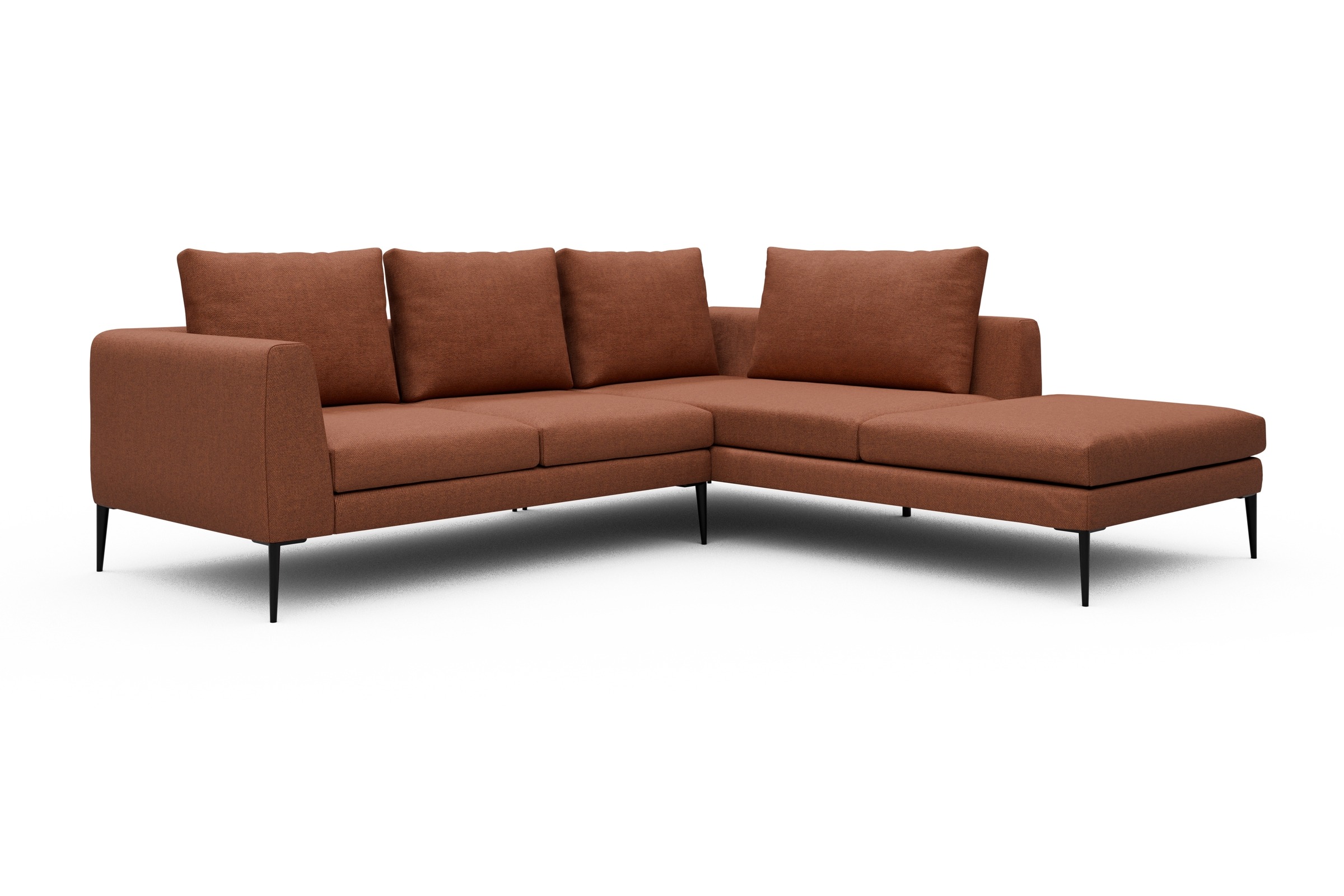 Ecksofa Paul Relax-Ecke rechts mit 2-Sitzer Weda-Rust