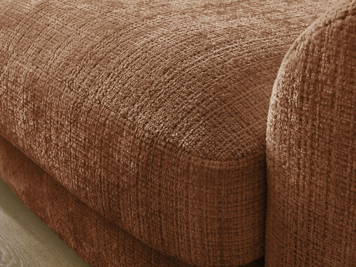 Bobochic Leonore Ecksofa mit Pouf Strukturstoff Orange Ecke links