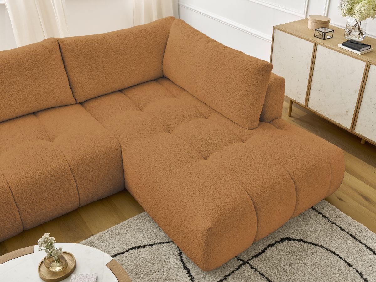 Bobochic Fuji Wohnlandschaft Bouclé-Stoff Gelb Ecke links