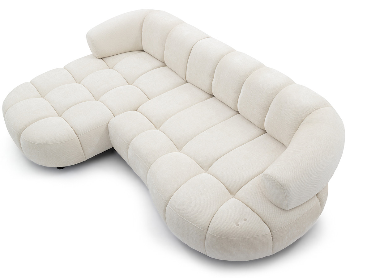 Bobochic Lovely Ecksofa mit Schlaffunktion Stoff Beige Ecke links