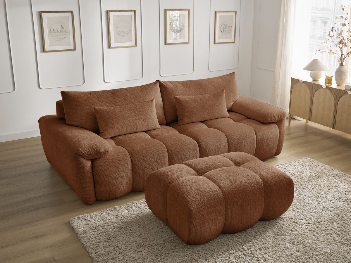 Bobochic Ivane Sofa 4-Sitzer Strukturstoff Orange